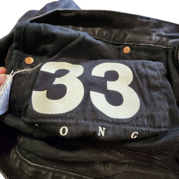 Han Mens Selvedge Denim Jeans Black Size 33L Button Fly - Picture 6 of 6